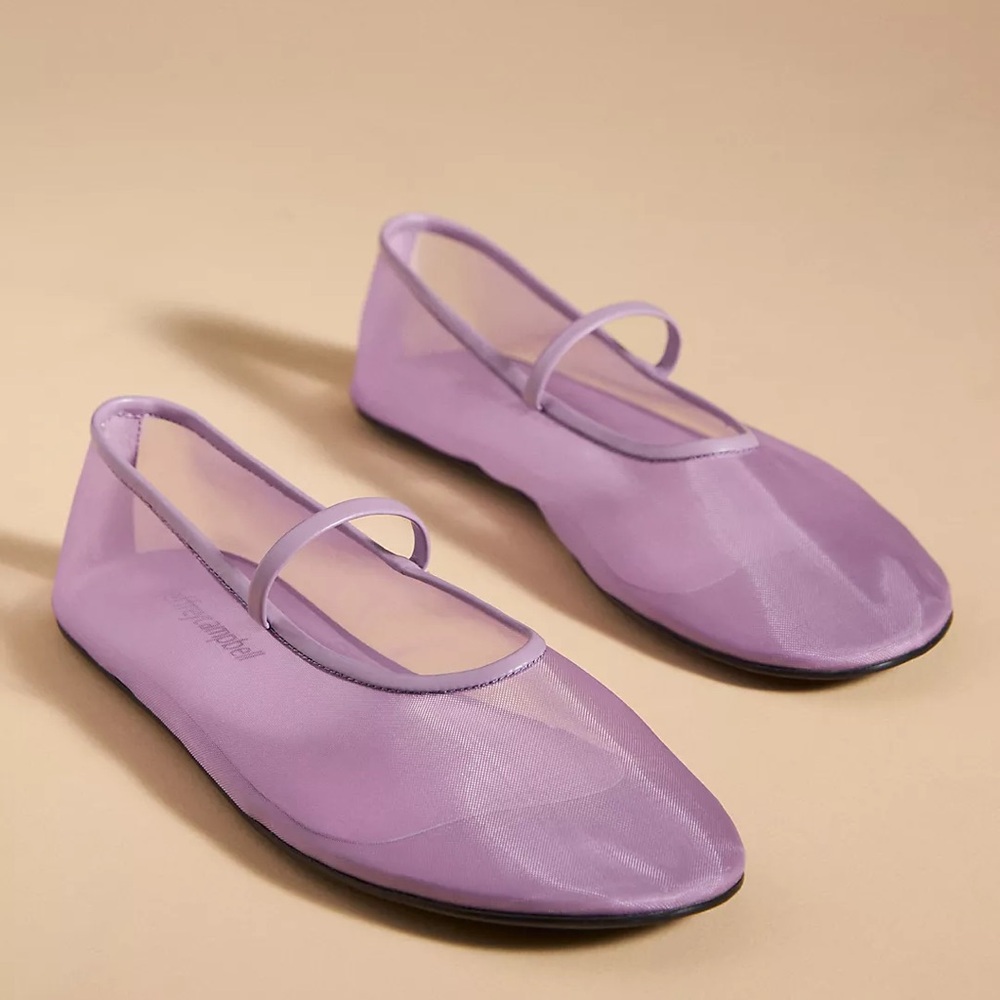 NIB Anthropologie Jeffrey Campbell Swan-Lake Mesh Flats Lilac Women’s Size 7